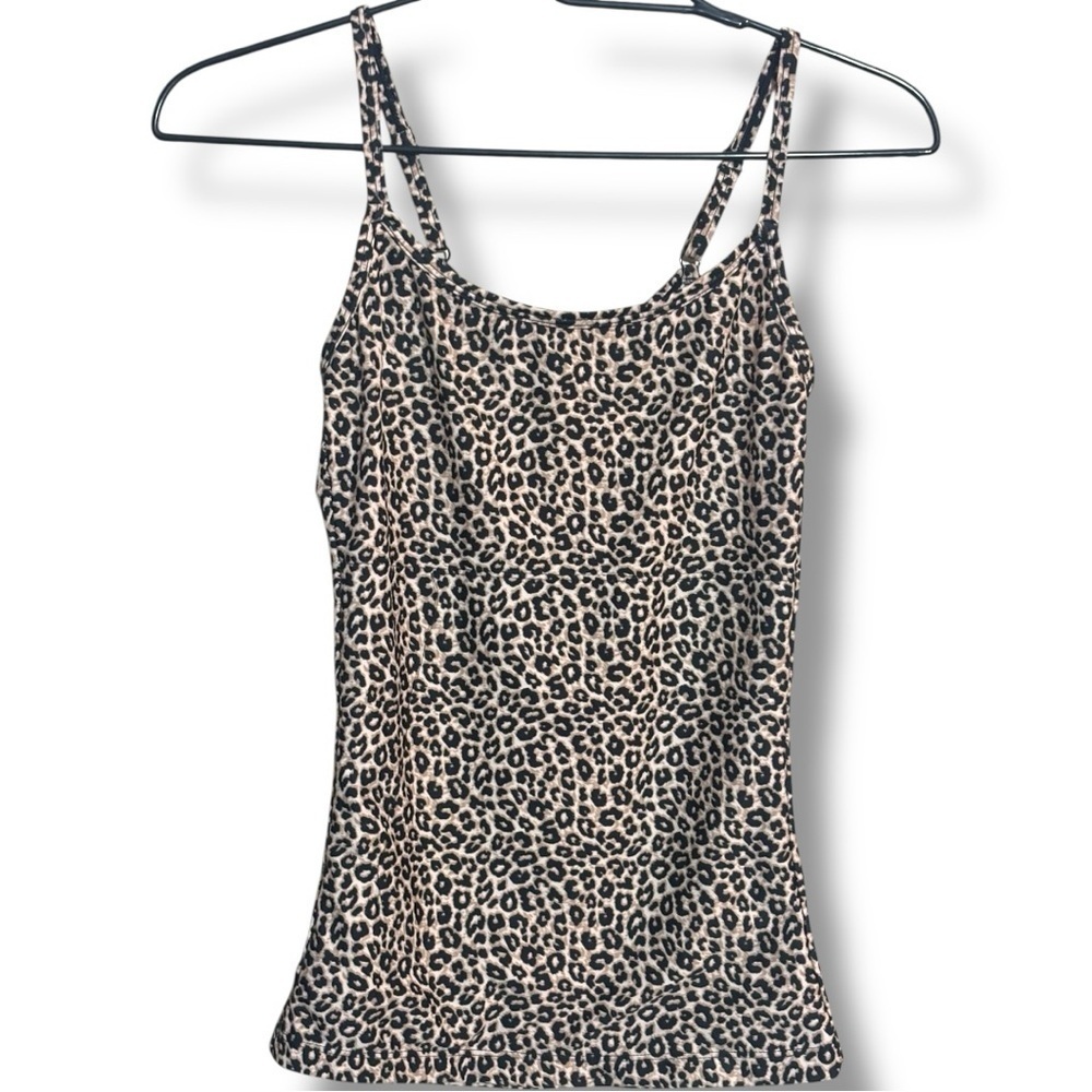 Adrienne Vittadini Black/White Fitted Leopard Print Adjustable Straps Camisole - Picture 4 of 9